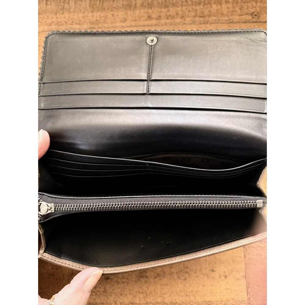Loewe Wallet Womens Brown Leather Continental Tassel Zip Anagram Logo Spain